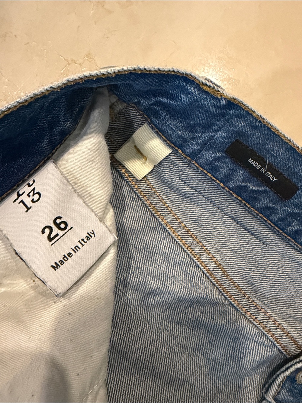 R13 Crossover Straight Leg Jeans in the 'Jasper' wash. - Picture 13 of 14